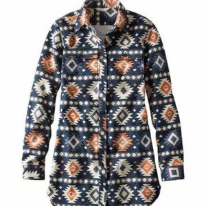 NWT L.L.Bean Signature Chamois Tunic Raven Blue Print Shirt Dress Size S